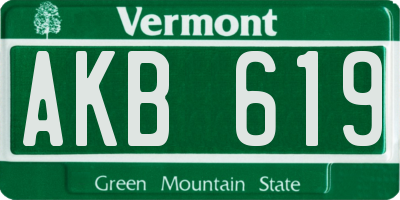 VT license plate AKB619