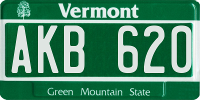 VT license plate AKB620