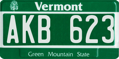 VT license plate AKB623