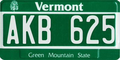 VT license plate AKB625