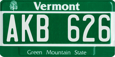 VT license plate AKB626