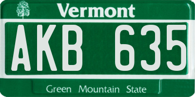 VT license plate AKB635