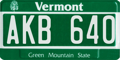 VT license plate AKB640