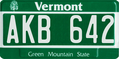 VT license plate AKB642