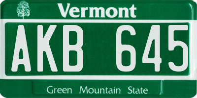 VT license plate AKB645