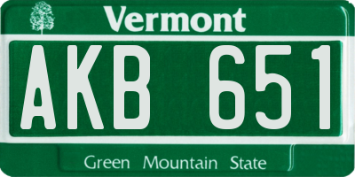 VT license plate AKB651