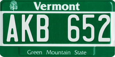 VT license plate AKB652