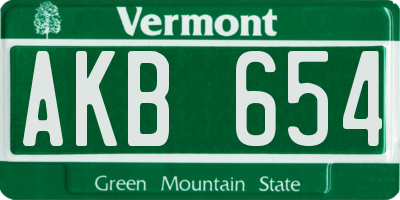 VT license plate AKB654