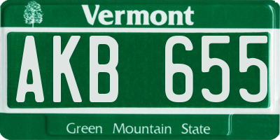 VT license plate AKB655
