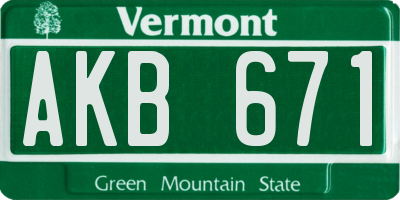 VT license plate AKB671