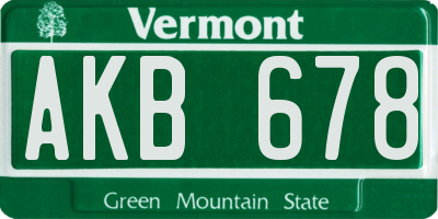 VT license plate AKB678
