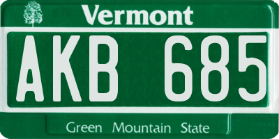 VT license plate AKB685