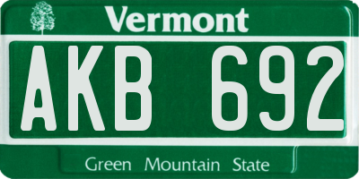 VT license plate AKB692