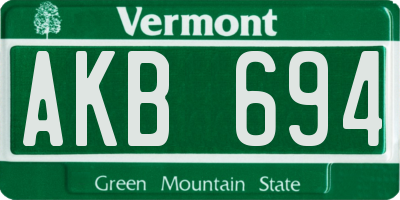 VT license plate AKB694