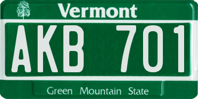 VT license plate AKB701