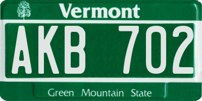 VT license plate AKB702