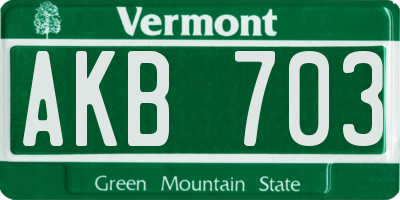 VT license plate AKB703