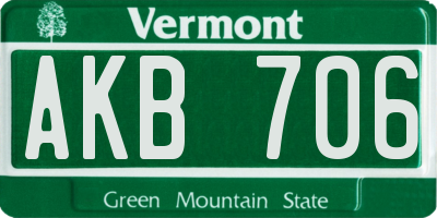 VT license plate AKB706