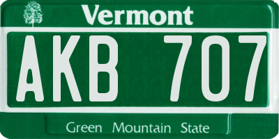VT license plate AKB707