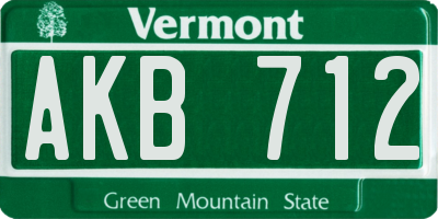VT license plate AKB712