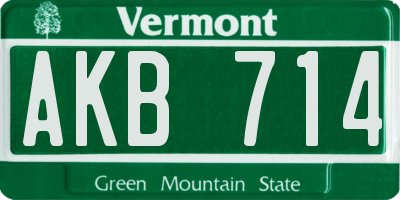 VT license plate AKB714