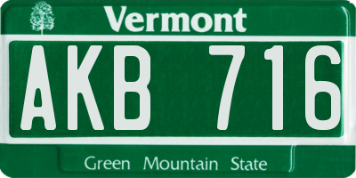 VT license plate AKB716