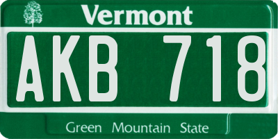 VT license plate AKB718
