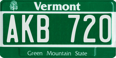 VT license plate AKB720