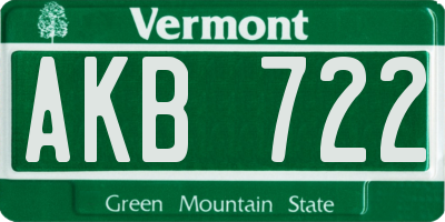 VT license plate AKB722