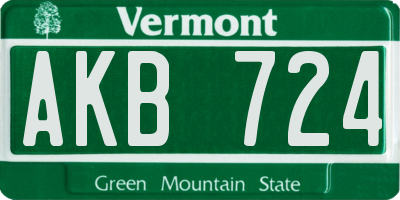 VT license plate AKB724