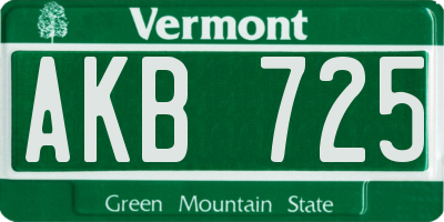 VT license plate AKB725