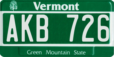 VT license plate AKB726