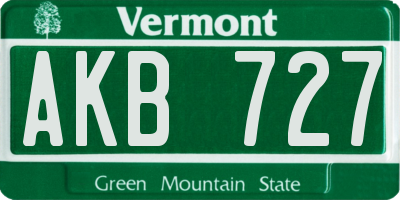 VT license plate AKB727