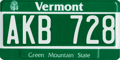 VT license plate AKB728