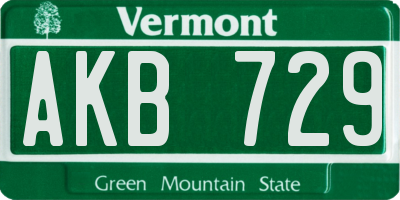 VT license plate AKB729