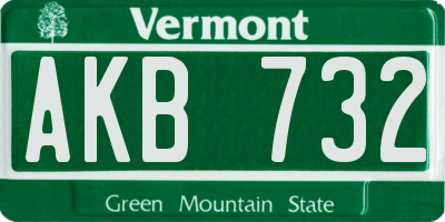 VT license plate AKB732