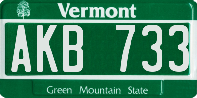 VT license plate AKB733