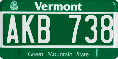 VT license plate AKB738