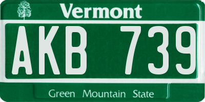 VT license plate AKB739