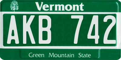 VT license plate AKB742