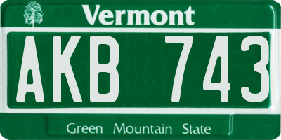 VT license plate AKB743