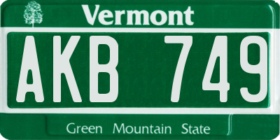 VT license plate AKB749
