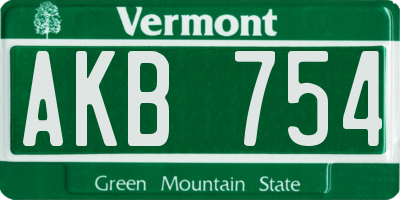 VT license plate AKB754