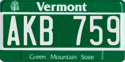 VT license plate AKB759