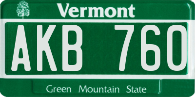 VT license plate AKB760
