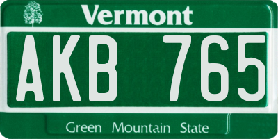 VT license plate AKB765