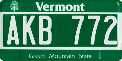 VT license plate AKB772