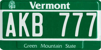 VT license plate AKB777
