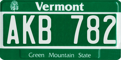 VT license plate AKB782