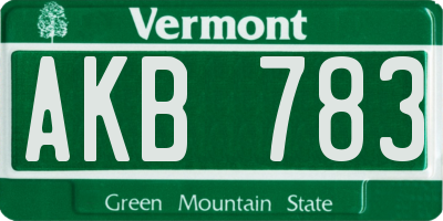 VT license plate AKB783